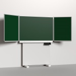 Klapp-Schiebetafel wandmontiert, Stellfuß, Mittelfläche 150x100 cm, Stahlemaille grün 